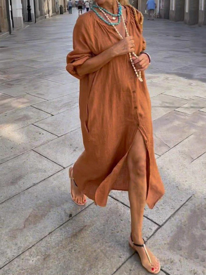 Robe orange brûlé avec boutons