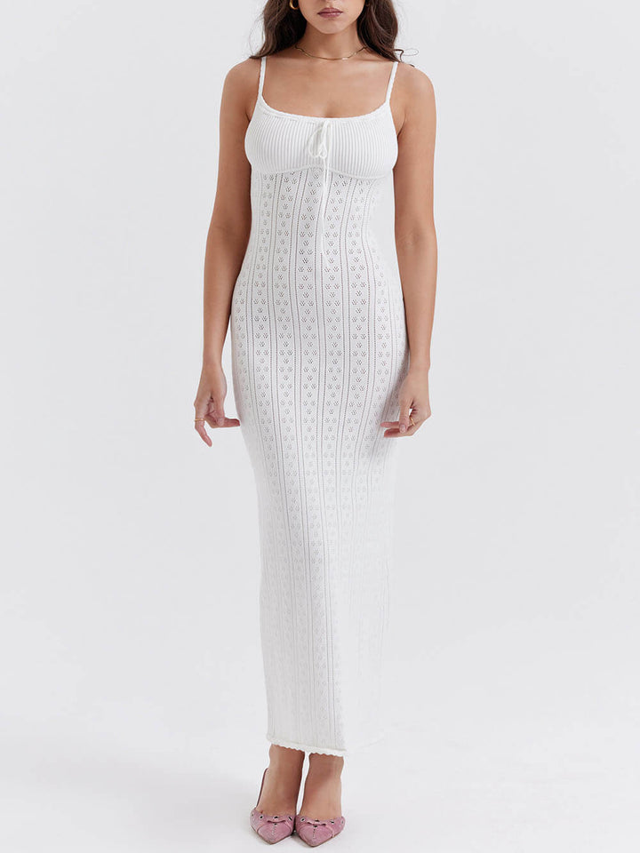 Robe longue en maille blanche