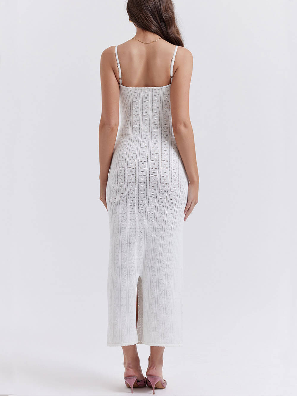 Robe longue en maille blanche