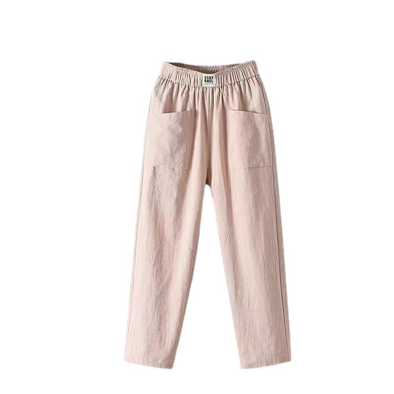 Camila / pantalon en coton et lin avec taille élastique