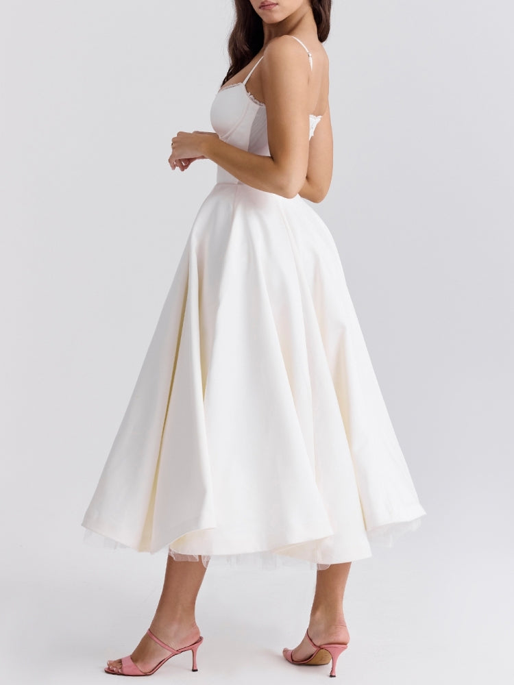 Robe midi en tulle blanche 