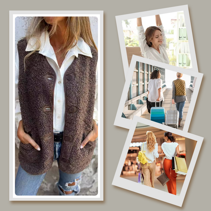 Layla | Dames wintervest van zachte wol met knopen