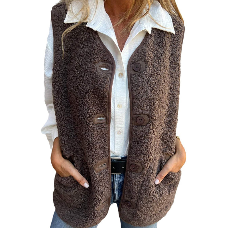 Layla | Dames wintervest van zachte wol met knopen